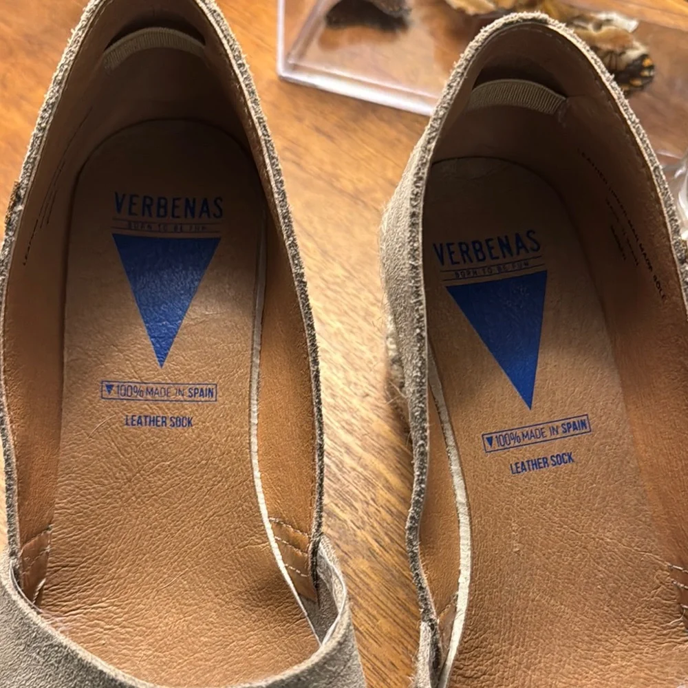 VERBENAS Taupe Suede Espadrille Flats